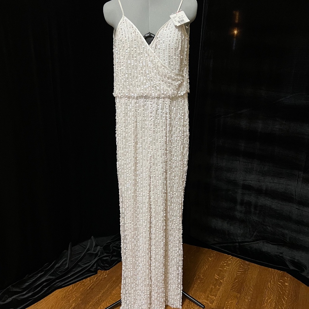 David's Bridal Sequined Blouson Jumpsuit NWT